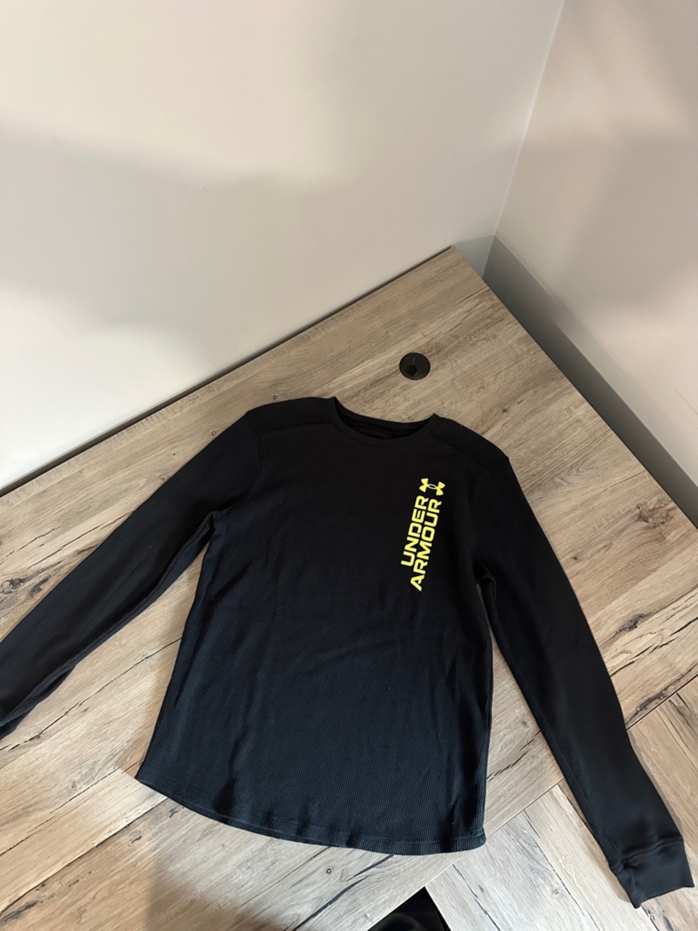 Under Armour Black Long Sleeve Tee with Yellow Vertical Logo